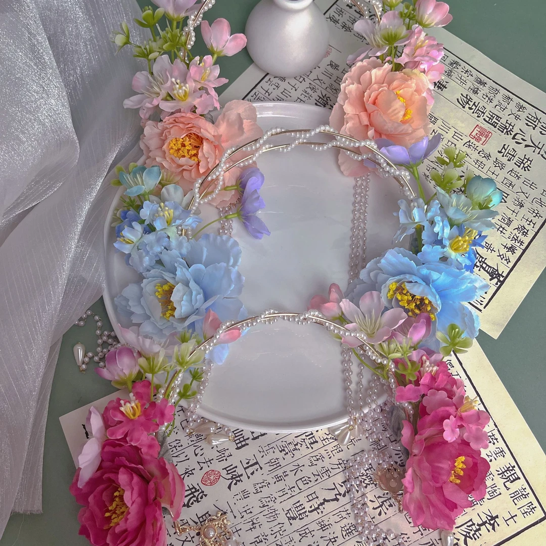 水云间绢花发箍古风国风汉服配饰头饰发饰流苏发夹簪子发夹可爱