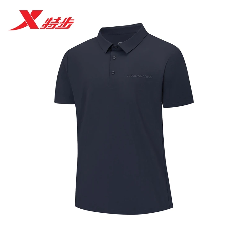 特步男装短袖POLO衫运动透气翻领户外弹力百搭休闲商务纯色针织