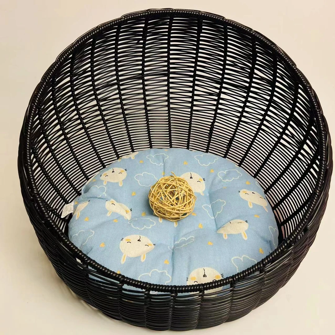 P16网红简约温馨圆形纯手工编织仿藤编家用客厅卧室猫窝狗窝产品