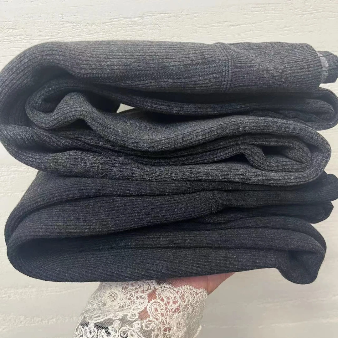 新款加绒加厚300多克竖条深灰中灰一体裤打底裤灰色百搭网红