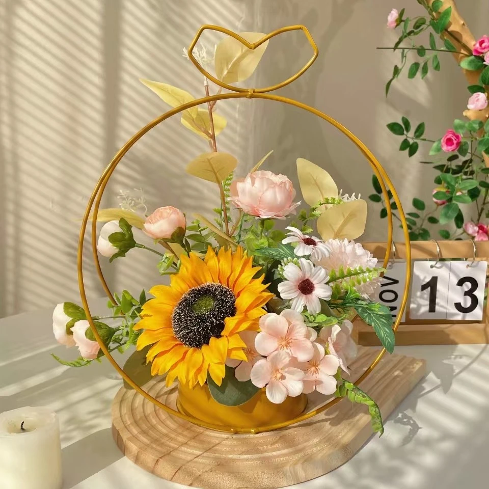 花篮仿真花假花手工编织空调阳台摆放装饰品手工工艺