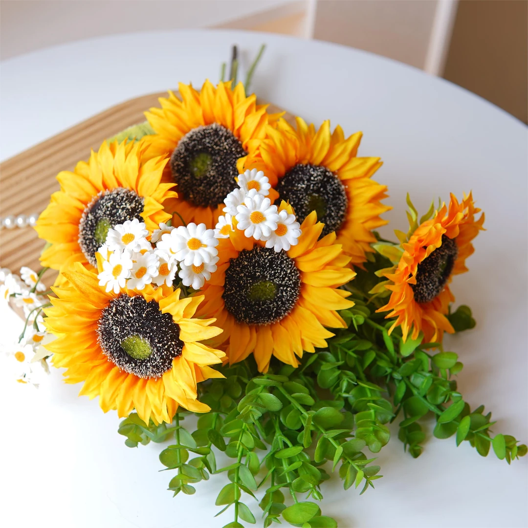 仿真向日葵花束高考中考一举的魁礼物花束绢花餐桌花送礼道具