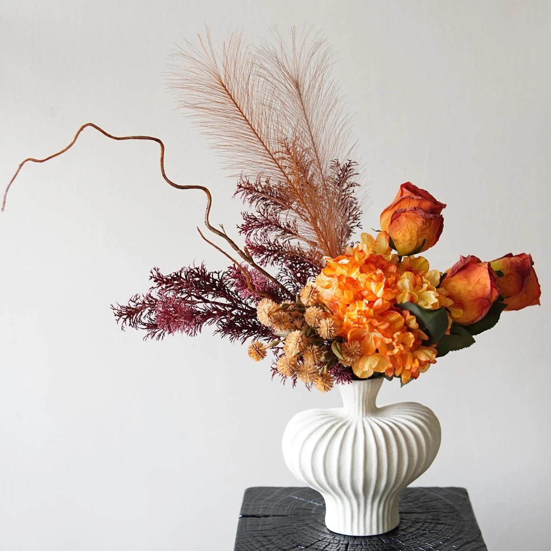 花屿星河|设计师款原创花艺设计侘寂风秋色餐桌花茶几玄关摆件