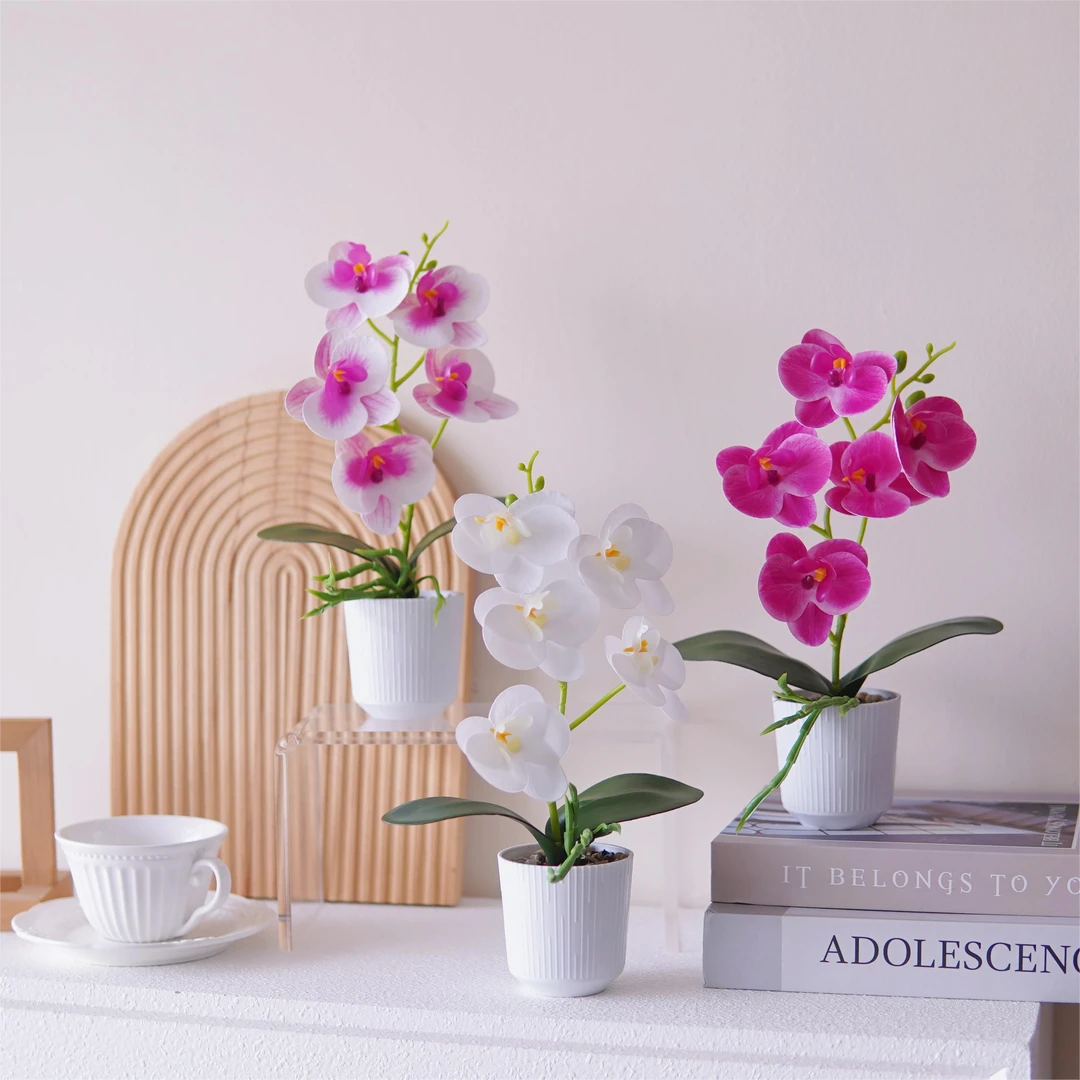 花屿星河|仿真蝴蝶兰盆栽手感3D仿真花家居设计迷你绿植桌面装饰