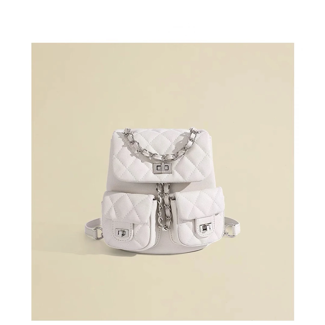 真皮甜心奶泡小众设计鱼子酱小香风mini链条背包百搭牛皮双肩包