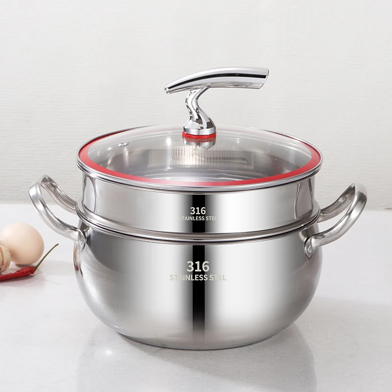 [伯爵款] 316L不锈钢加厚双层蒸锅蒸米饭炖汤煮粥汤锅灶具通用