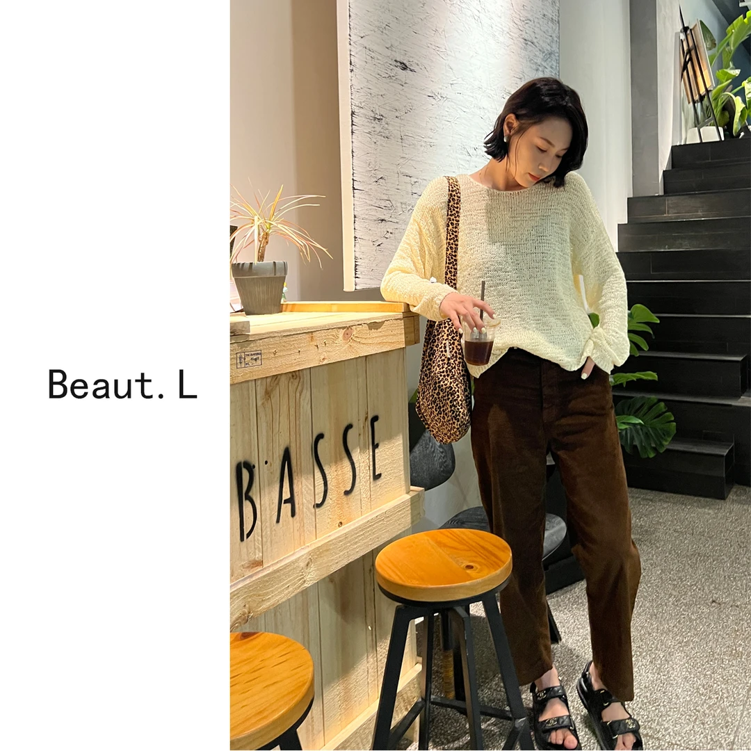 【Beaut.L】镂空针织长袖套头春夏时尚显瘦百搭宽松圆领毛衣针织衫
