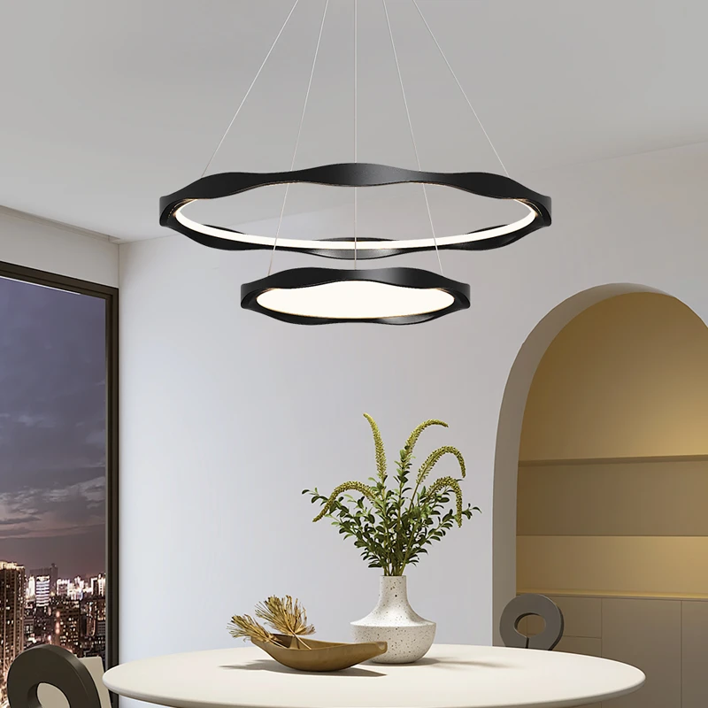 全光谱护眼餐厅吊灯现代简约高级感意式极简轻奢环形饭厅餐桌灯具