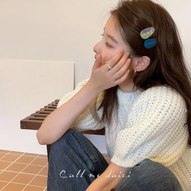 韩国气质优雅ins百搭简约少女彩色水滴对夹小发卡刘海碎发侧边夹