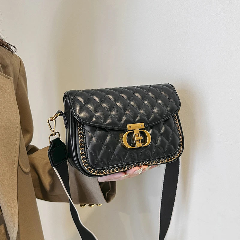 网红质感包包女包2023新款秋冬时尚洋气菱格链条包通勤百搭单肩包