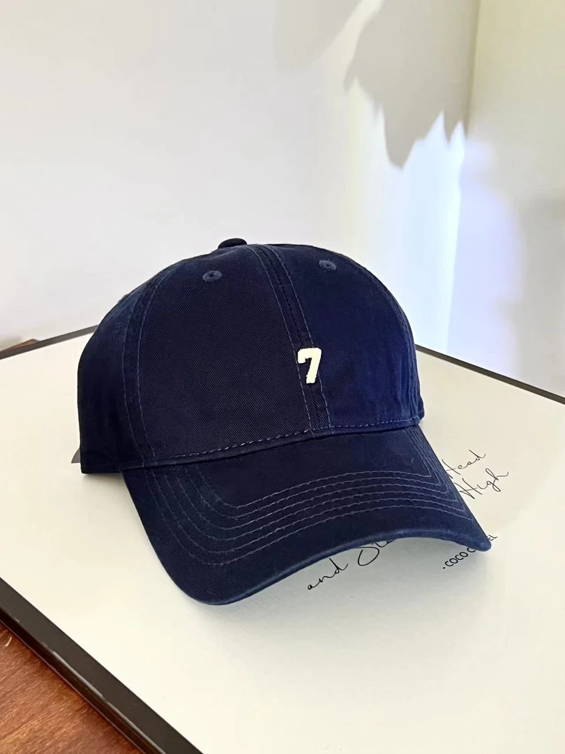 秋季韩版时尚潮牌7标刺绣棒球帽男女情侣百搭软顶鸭舌帽显脸小ins