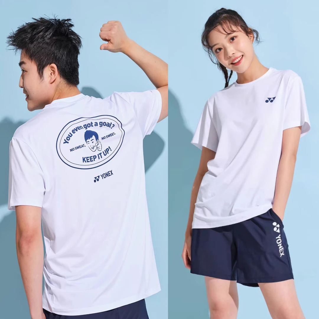2023新款韩版YY拇指羽毛球服男女短袖T恤运动文化衫套装速干透气