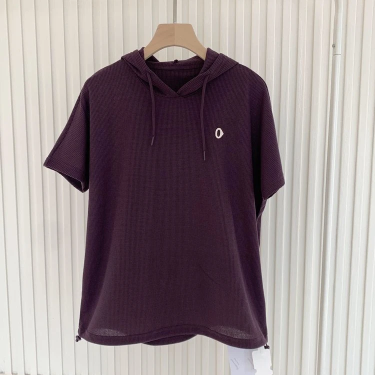 晶哥鱼鱼时髦气息的华夫格卫衣T恤 G0926