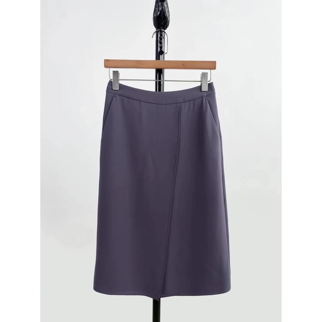 紫灰色真丝重乔半裙 M23BQ012