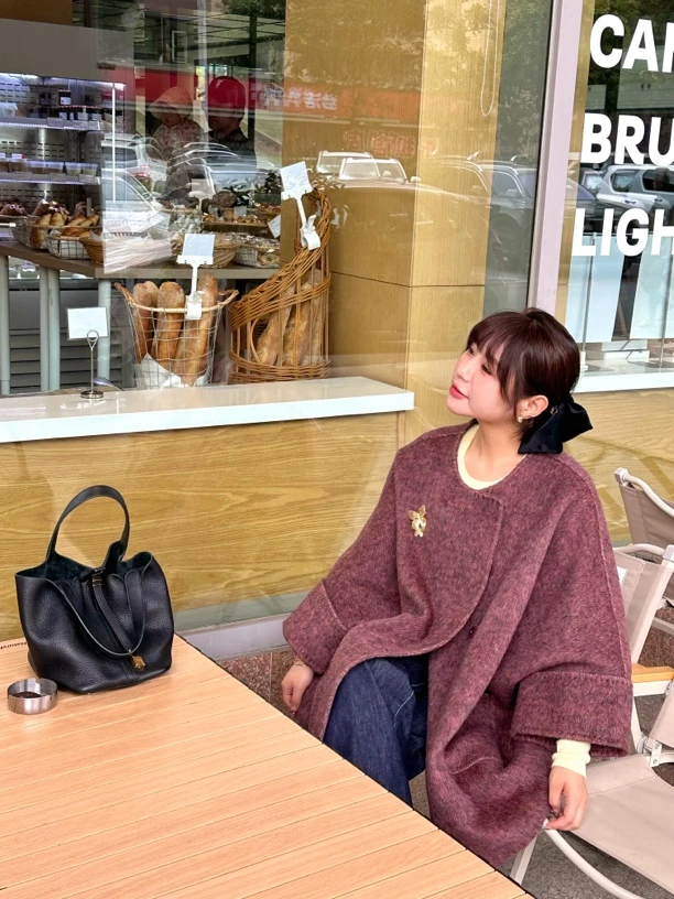 【新款/恶魔红】双面手缝大衣外套秋冬保暖短款