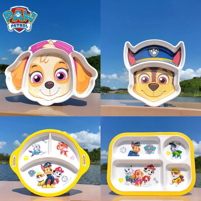 汪汪队儿童餐盘卡通分格密胺幼儿园家用宝宝吃饭勺子辅食餐具耐摔