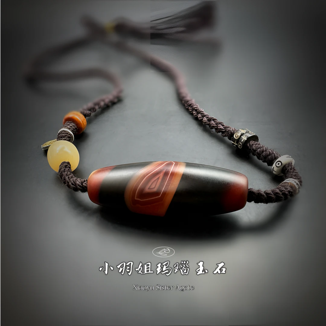 天然哑光玛瑙双目凤眼缠丝锁骨链 尺寸47.7*17