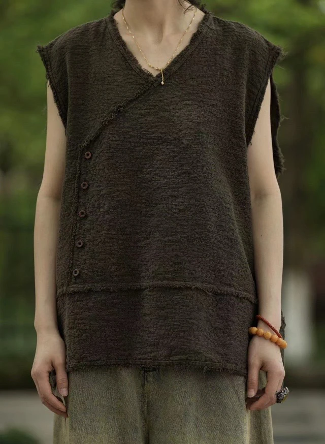 疯子08274棉麻背心马甲