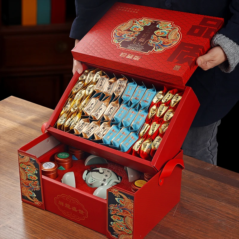盛世茶礼盒装手提袋四种茶叶.精美礼品