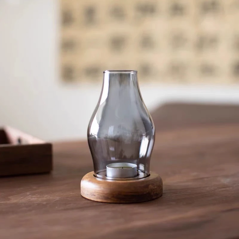 【小韵推荐】家用熏香蜡烛台座防风玻璃罩中式复古小蜡光灯