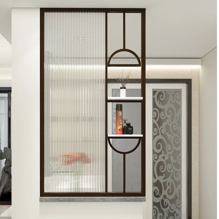 卫生间长虹玻璃半墙半墙隔断小屏风轻奢干湿区洗手台隔断客厅铁艺