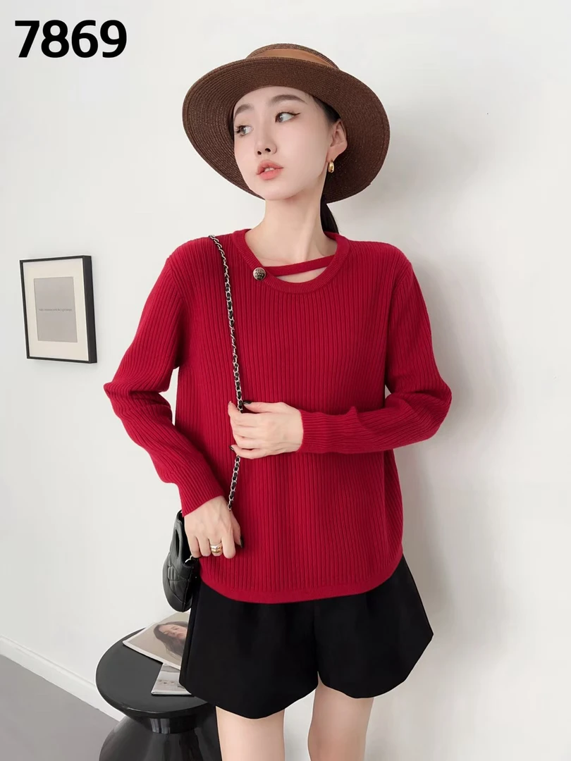 飘带设计洋气显瘦针织衫时尚百搭长袖上衣