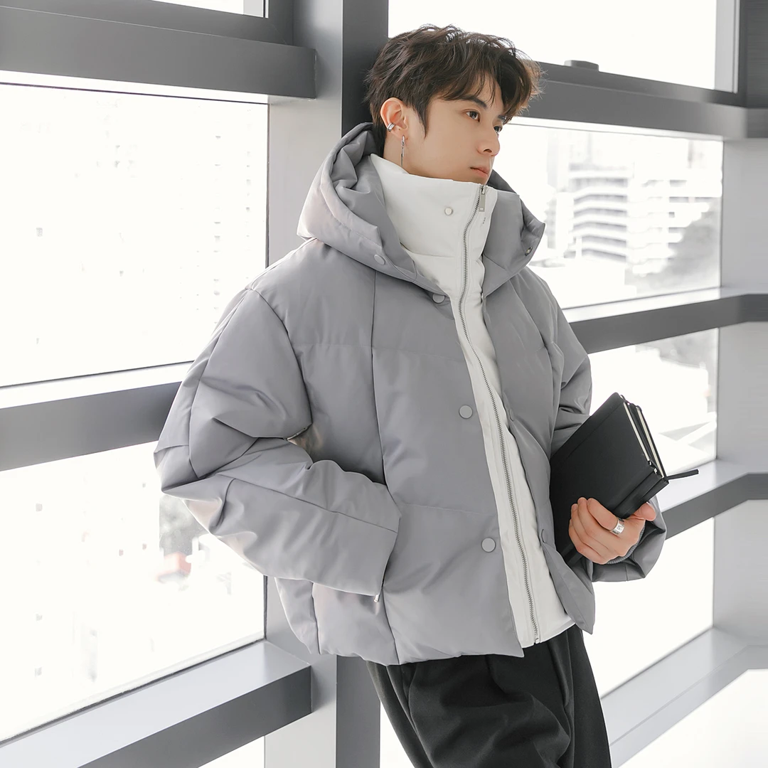 CHICERRO西西里男装保暖加厚撞色假两件设计感连帽羽绒服外套冬季