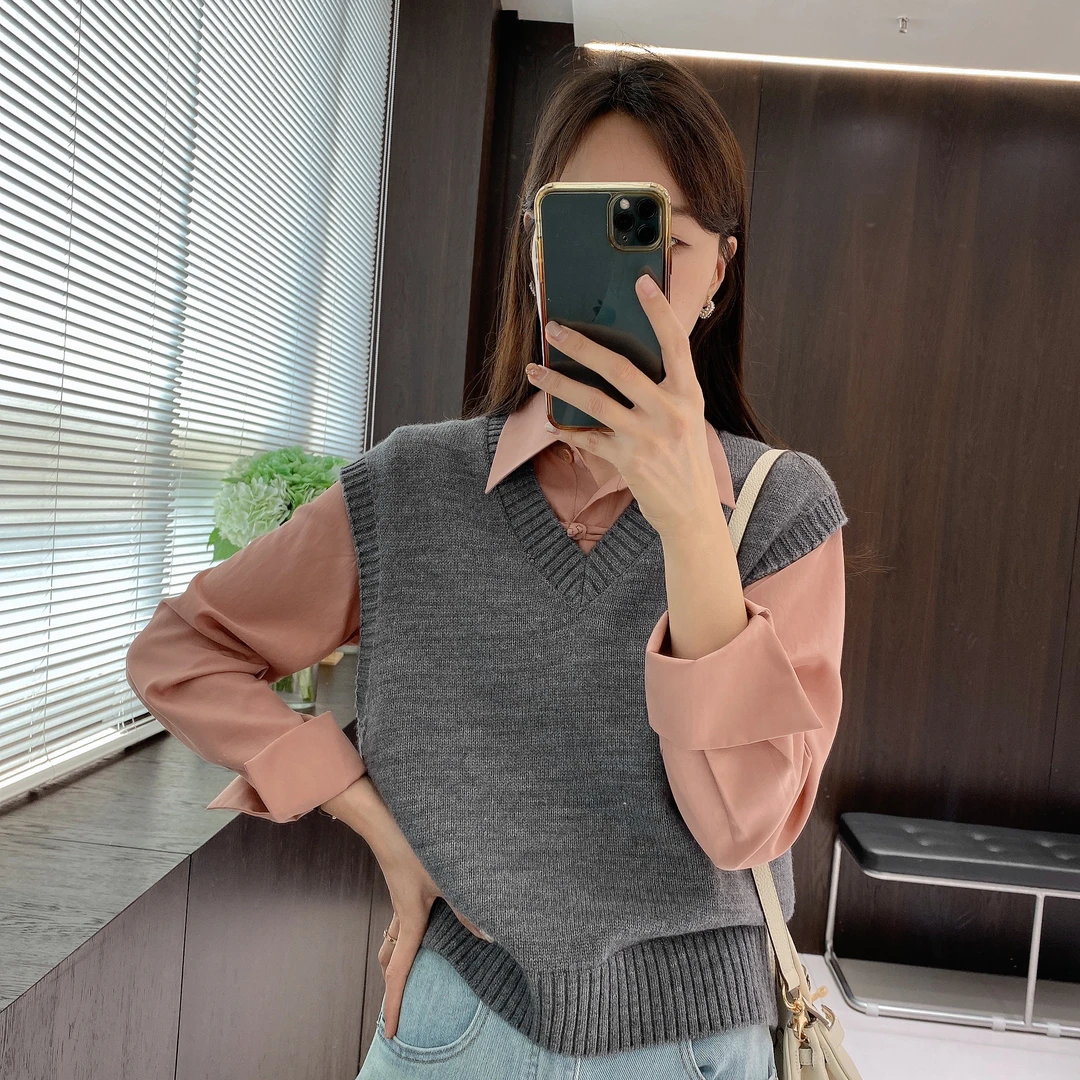 IMFLY金小金自制 针织马甲DYW6239春秋宽松叠穿坎肩毛衣背心