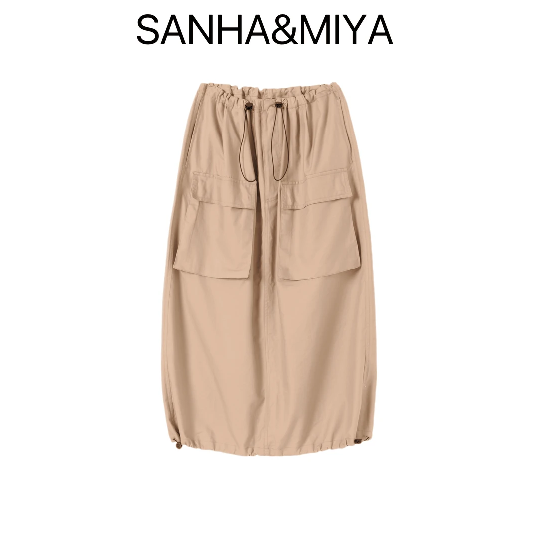 三哈宫-《工装一步裙》吉拉款天丝棉遮肉显瘦大口袋半身裙女装宽松