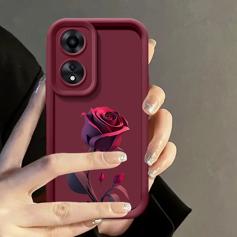 适用于OPPOA1活力版手机壳暗红玫瑰硅胶防摔彩绘天眼阶梯全包软壳
