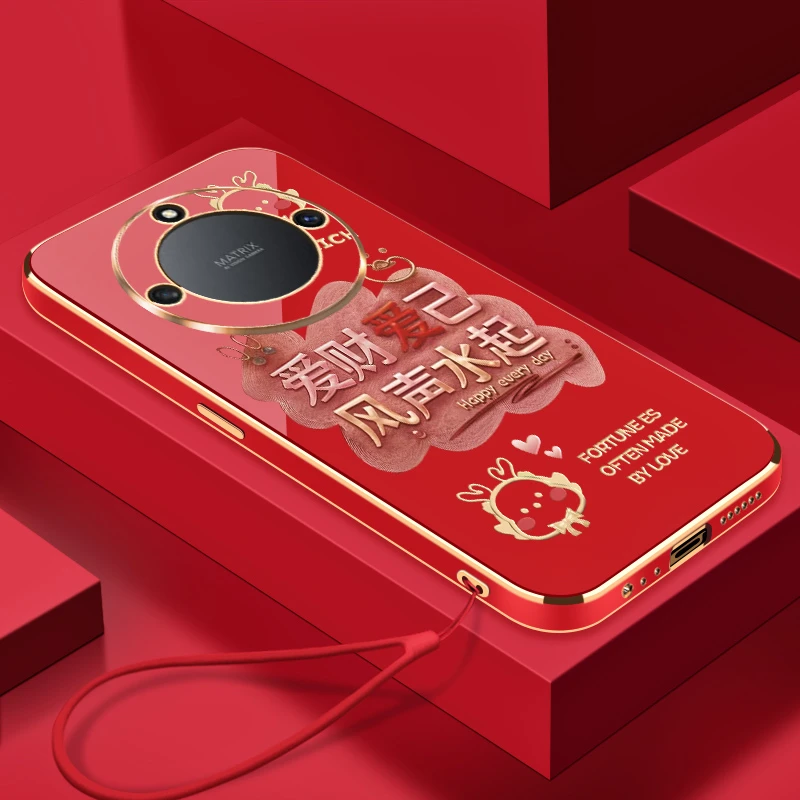 适用于电镀爱财爱己荣耀X40手机壳全包硅胶防摔软壳【送挂绳】