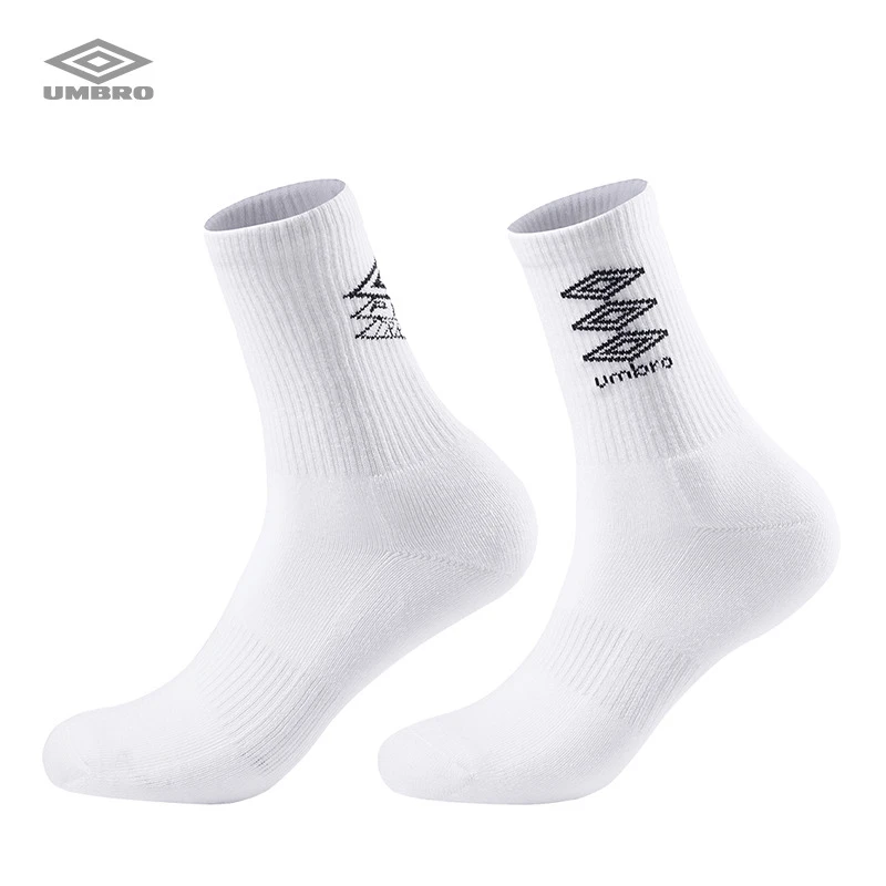 umbro茵宝男子运动中袜两双装2023夏季新款简约舒适百搭中筒袜子