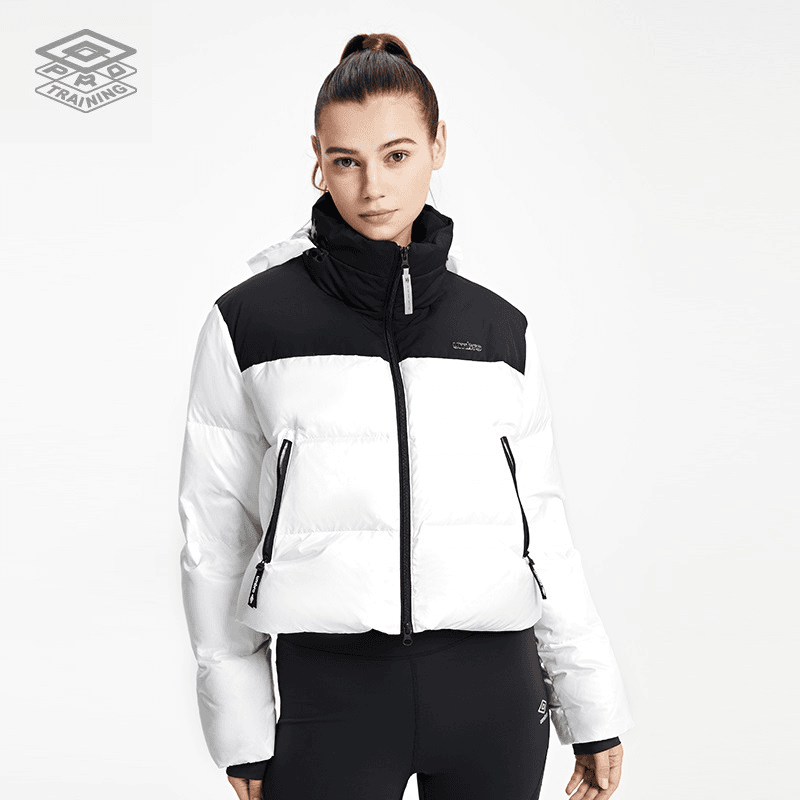 umbro茵宝羽绒服女子短款拼接冬季轻便鸭绒保暖连帽U2222421007