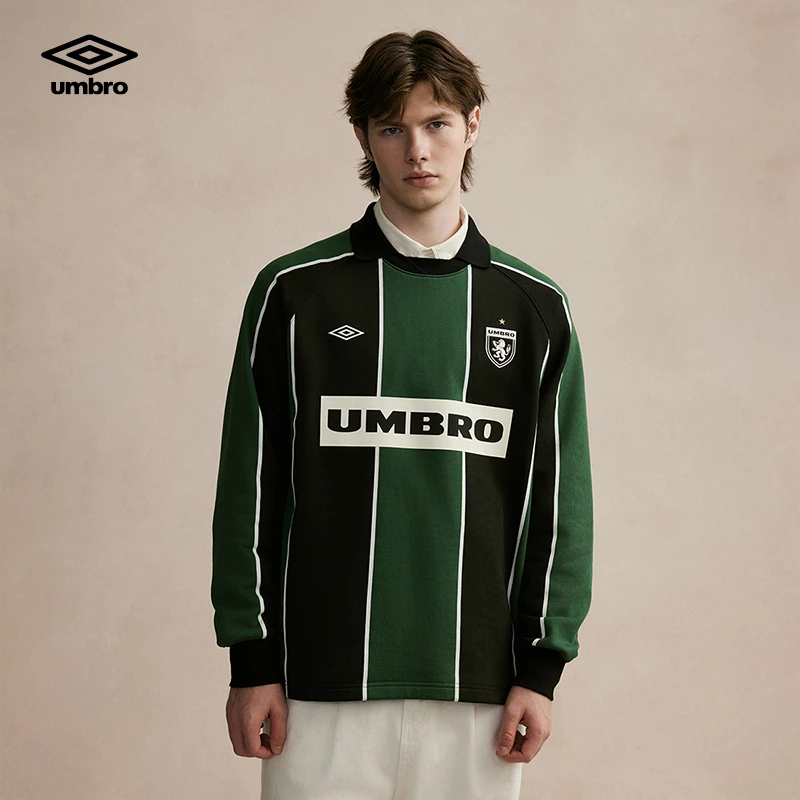 【umbro茵宝】男女同款翻领卫衣套头衫复古足球长袖U2124450429