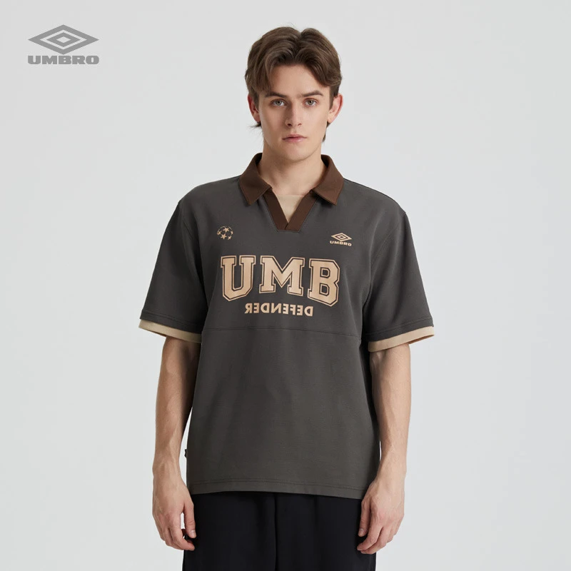 umbro茵宝POLO男女复古球衣V型翻领夏季短袖T恤衫情侣U2322350216