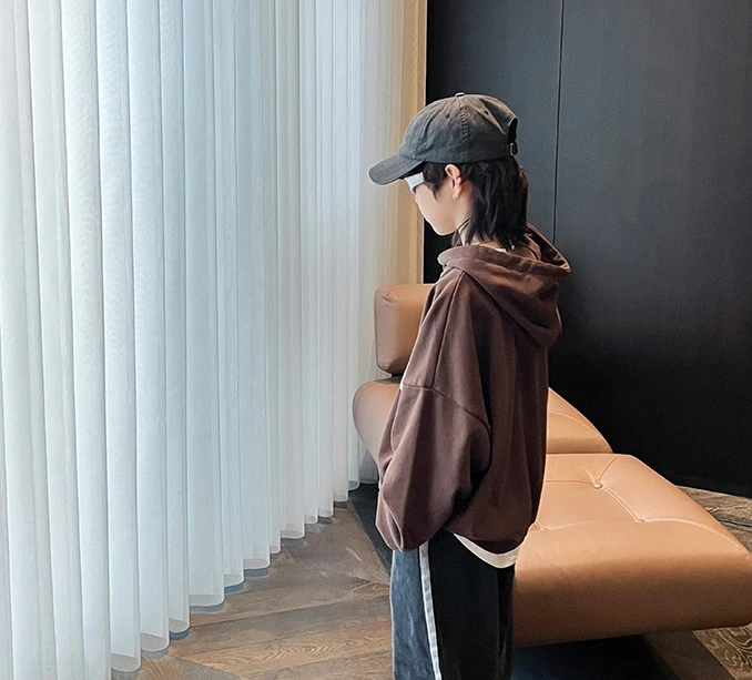 Y6969男童卫衣中大童印花上衣洋气套头衫儿童连帽外套