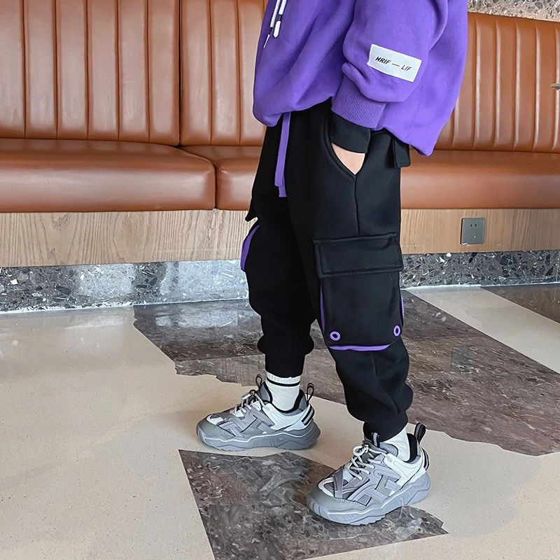 K2674男童冬季加绒裤子一体绒加厚休闲裤