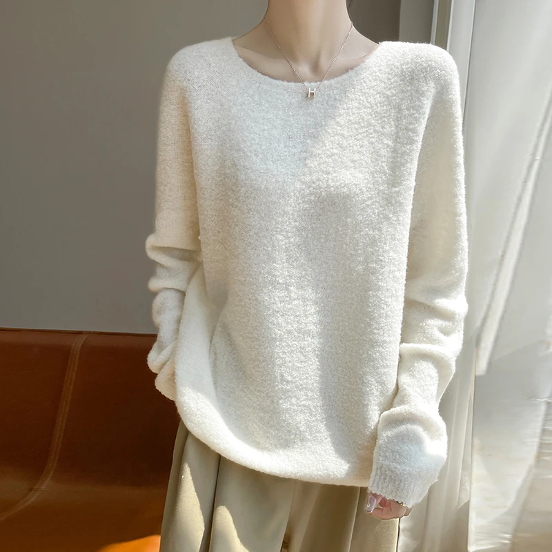 S·Y·C【一线成衣】大圆领套头圈圈纱线女慵懒毛衣针织打底上衣