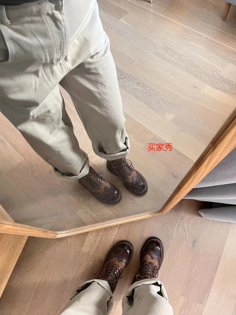 布洛克马皮马丁靴中筒和短款  时尚女鞋单鞋百搭柔软