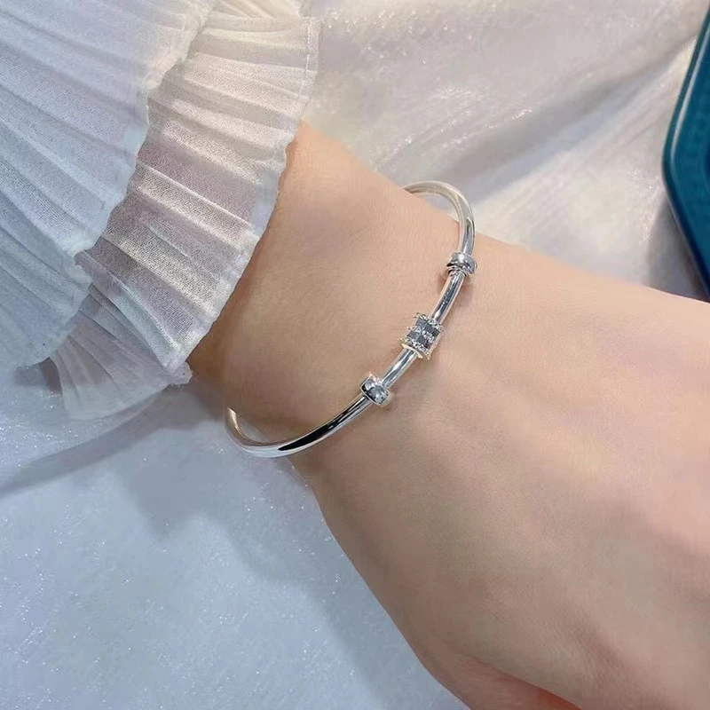 足银手镯 A03号 小蛮腰推拉足银手镯