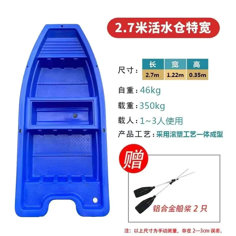 2.7米渔船宽1.22米0.35米自重46公斤载重700斤