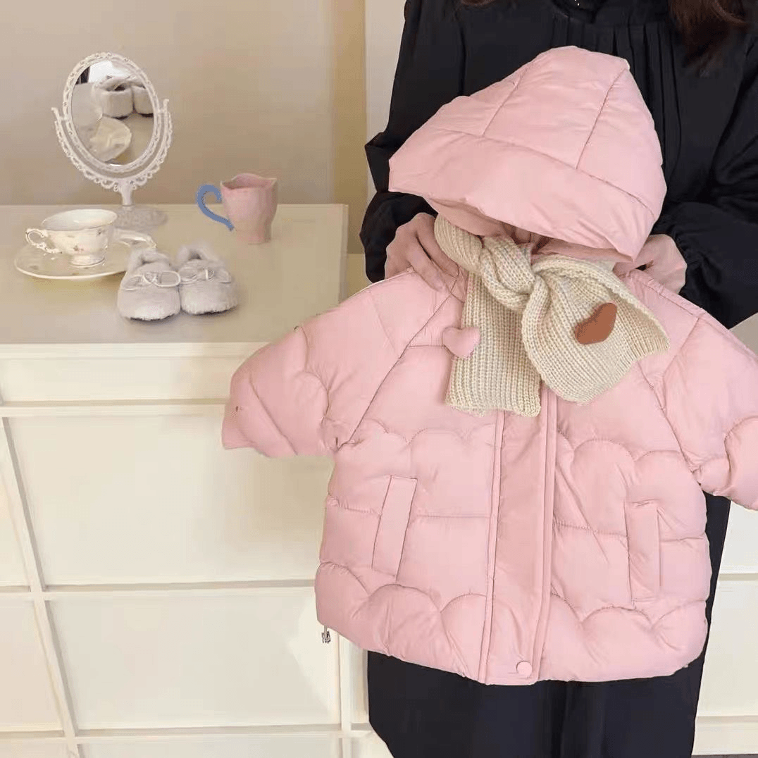巴拉拉吧女童棉服外套冬装洋气儿童夹棉加绒厚连帽棉衣女宝宝棉袄