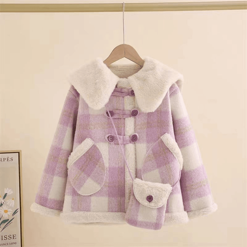 巴拉拉吧女童加绒外套秋冬装2024新款儿童装洋气时髦毛毛衣女孩羊