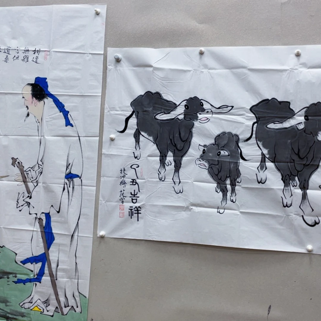 【闪购商品】绘画五牛图