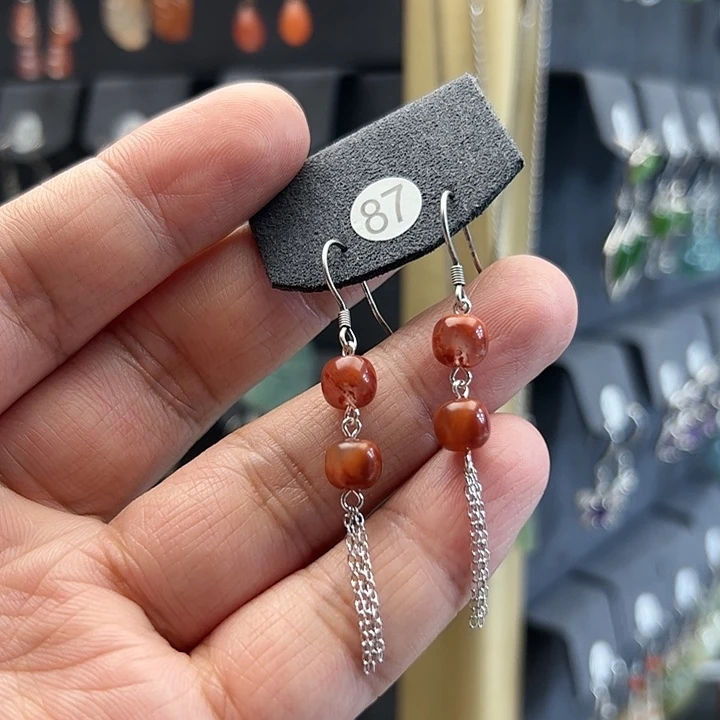 南红玛瑙耳饰银S925镶嵌