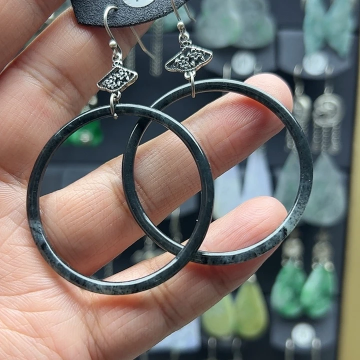 翡翠耳饰银S925镶嵌11111111111