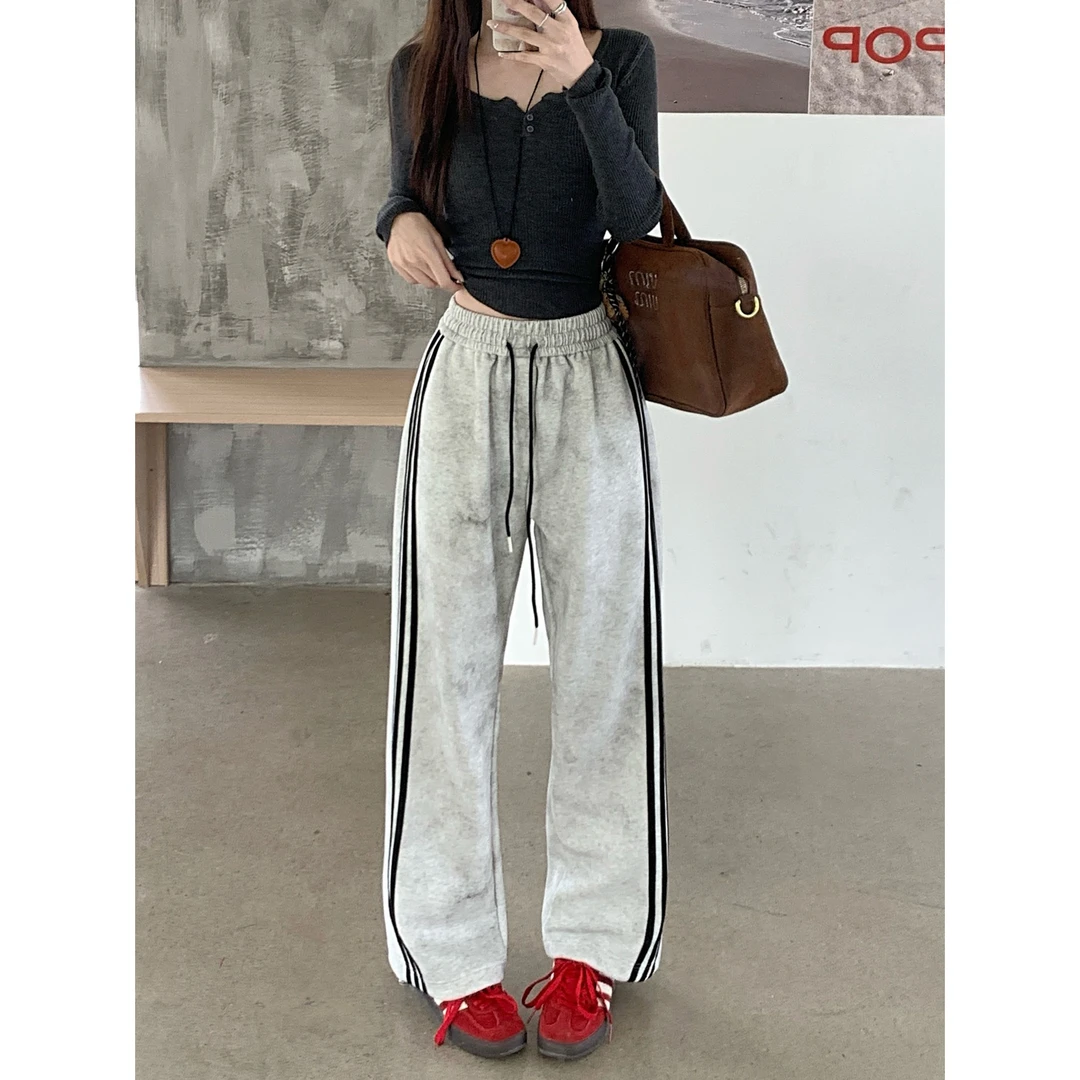 【帝韵】秋季新款扎染脏脏裤美式休闲裤运动裤垂感宽松显瘦阔腿卫裤