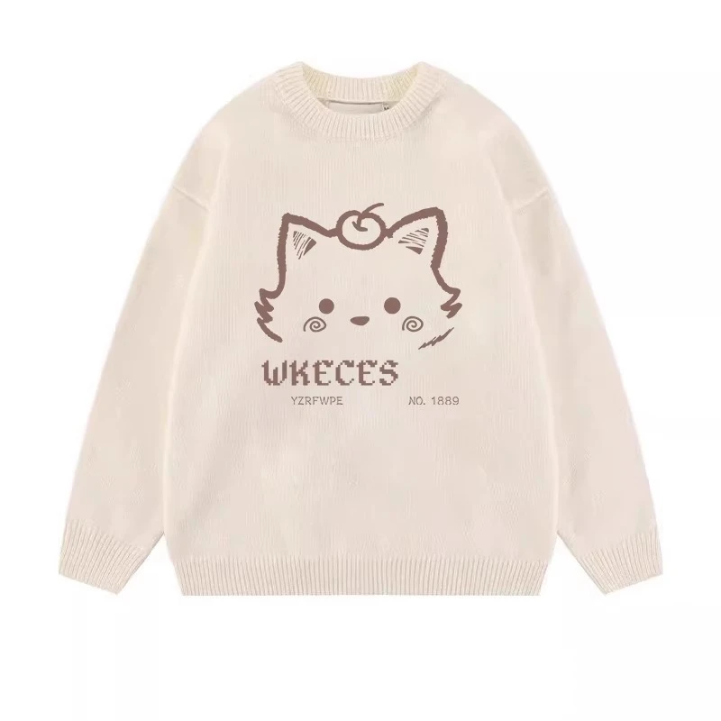 【帝韵】杏色软糯毛衣女秋冬宽松慵懒风温柔减龄针织衫套头圆领上衣