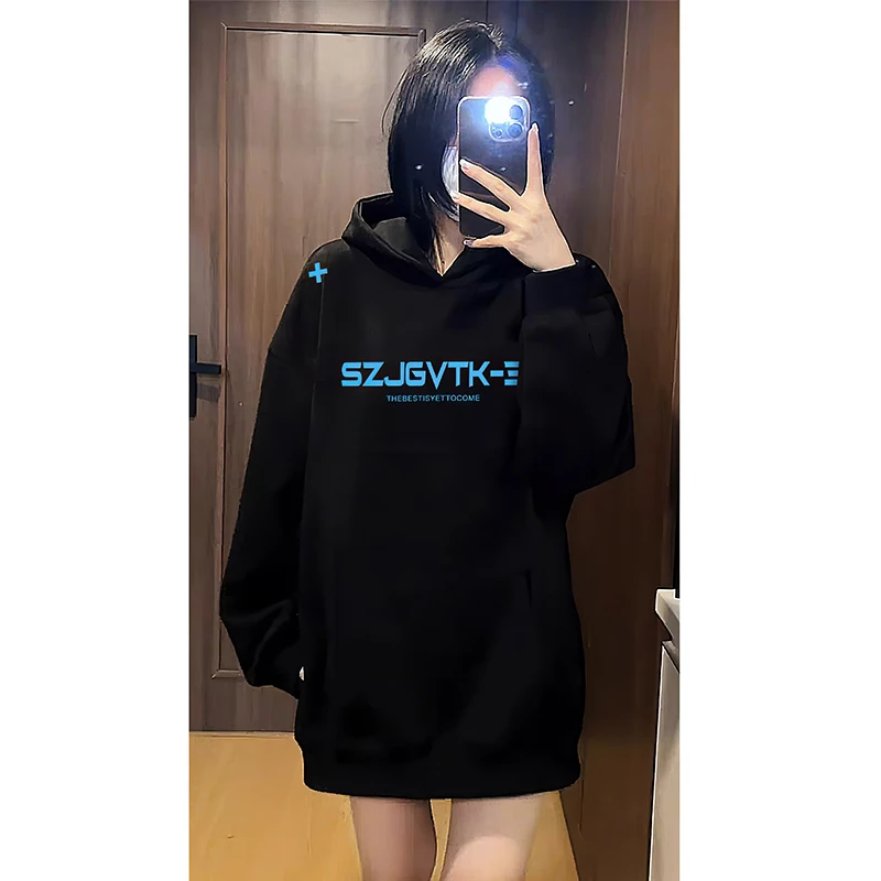 【帝韵】秋冬加绒加厚美式复古重磅480克刺绣连帽百搭宽松长袖上衣