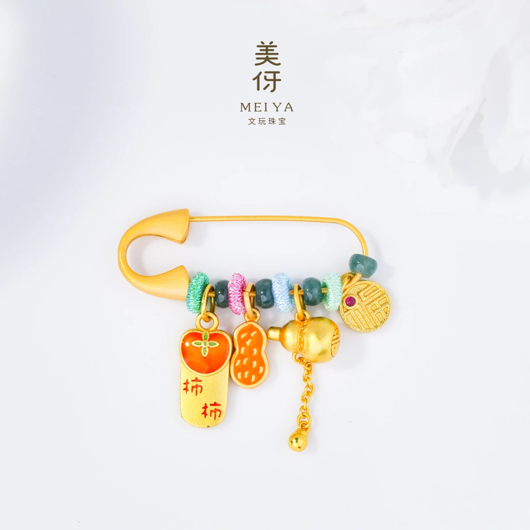 黄铜胸针 【偶遇】柿柿如意 手工编制 胸针 QT24XZ0003J